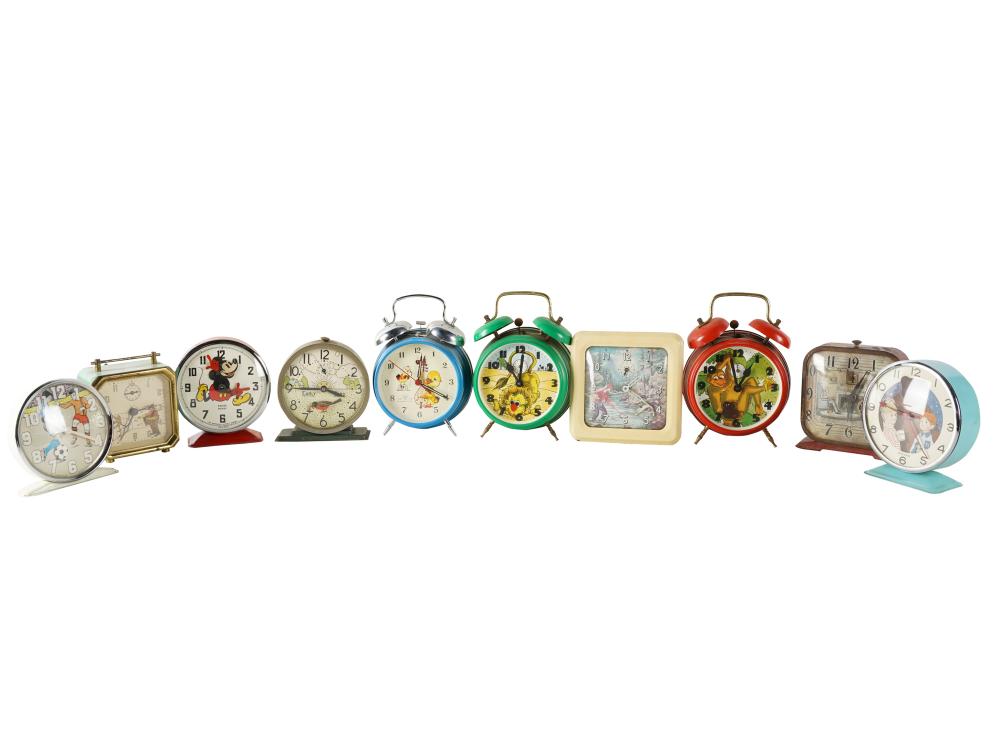 Appraisal: COLLECTION OF VINTAGE ALARM CLOCKScomprising two Bayard one decorated with