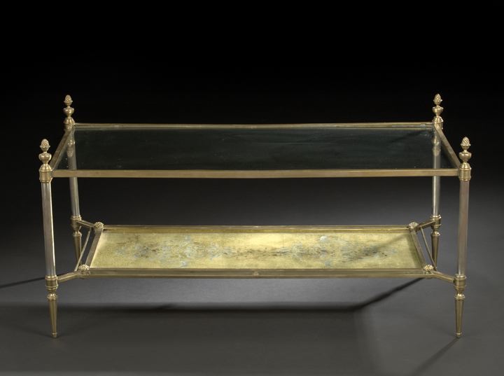 Appraisal: Directoire-Style Gilt-Metal and Glass-Top Cocktail Table early th century the