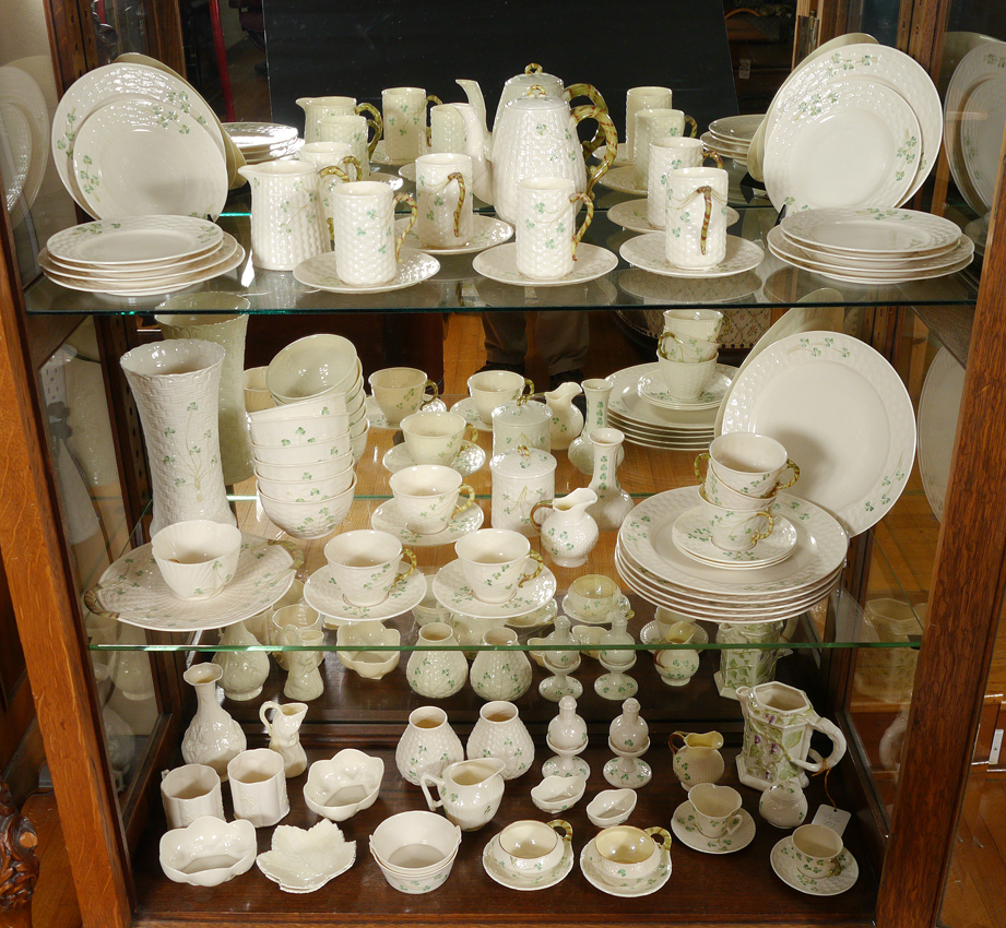 Appraisal: PIECE ASSEMBLED COLLECTION OF BELLEEK CHINA Approx pieces total in