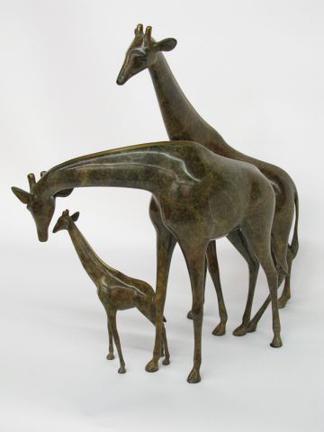 Appraisal: Loet Vanderveen b bronze sculpture of Giraffe Family sculpture in