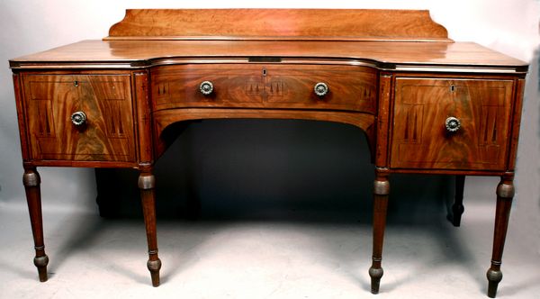 Appraisal: th Century Continental neoclassical mahogany inlaid sideboard h with splashboard