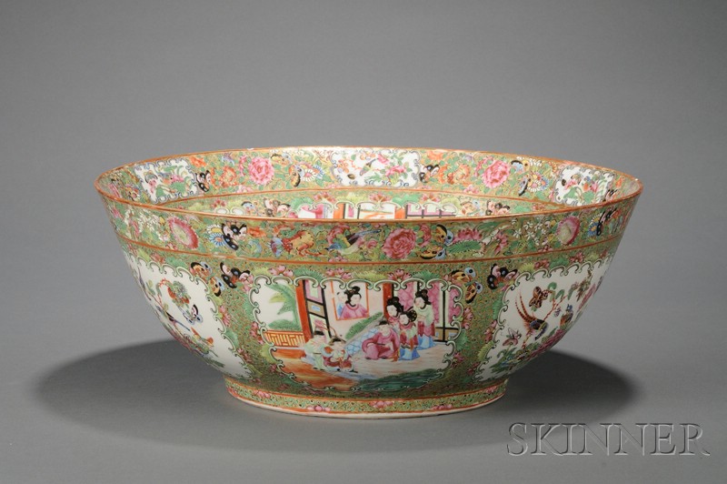 Appraisal: Large Rose Medallion Porcelain Punch Bowl China th century minor