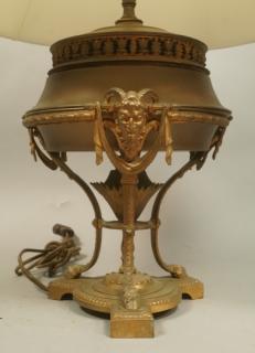 Appraisal: Antique Bronze Table Lamp Figural Face details wi Antique Bronze