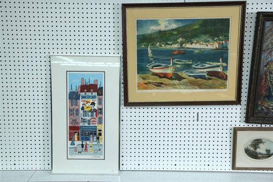 Appraisal: TWO FRAMED PRINTS Harbor beach scene by Eduardo Vial Hugas