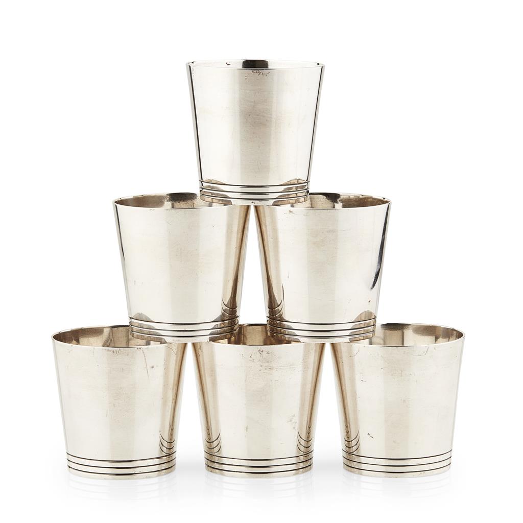 Appraisal: A set of six American beakers Tiffany marked to base