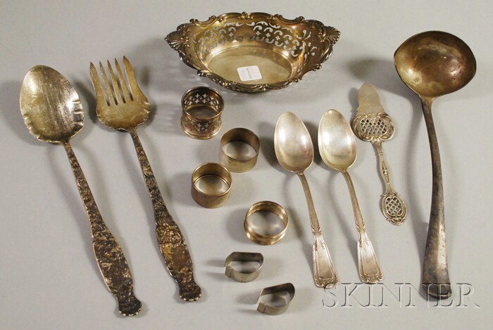 Appraisal: Group of Silver and Silver-plated Serving and Table Items a