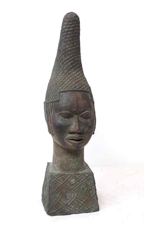 Appraisal: BENIN AFRICAN BRONZE QUEEN MOTHER SCULPTURE Approx '' x ''