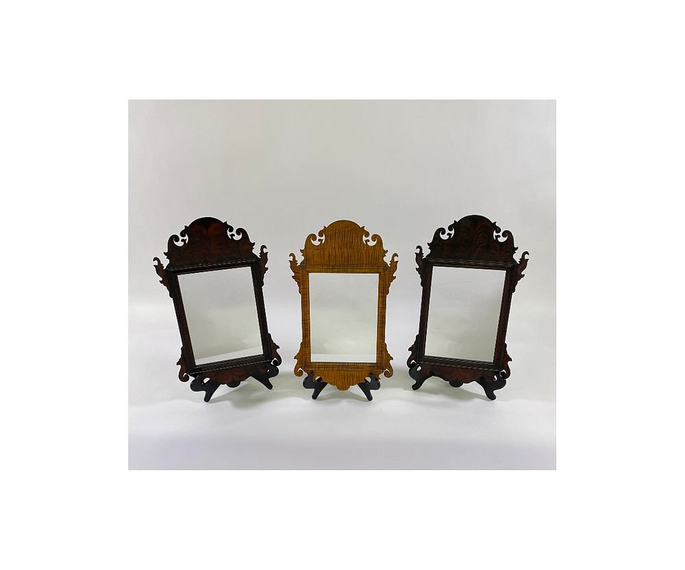 Appraisal: Pair of Paint Decorated Mirrors Pair of Chippendale style paint