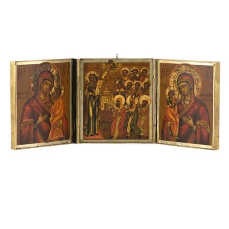 Appraisal: Continental Painted Triptych Estimate -