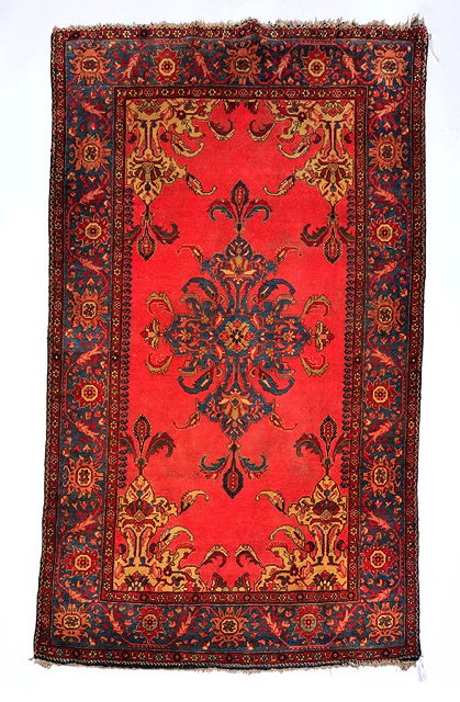 Appraisal: A HAMADAN TAFRESH ROSE GROUND RUG with a central pastel