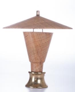 Appraisal: Atomic Era Fiberglass Burlap Desk Lamp Atomic Era fiberglass and