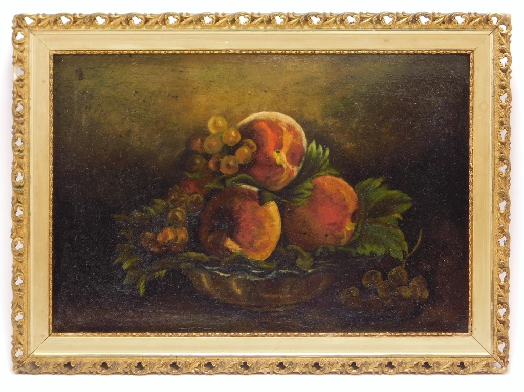 Appraisal: C AMERICAN PEACHES STILL LIFE PAINTING United States th Century