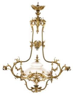 Appraisal: French Belle Epoque Gilt Bronze Light Chandelier French circa s