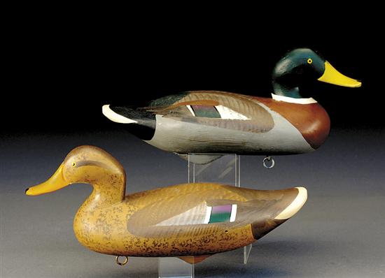 Appraisal: R Madison Mitchell mallard hen and drake decoys Havre de