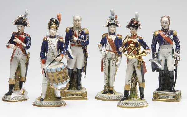 Appraisal: CONTINENTAL CERAMIC FIGURES Of a military band and two officers