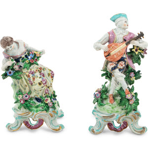 Appraisal: A Pair of English Bocage Porcelain Figural Groups Attributed to