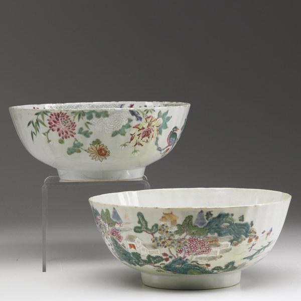 Appraisal: CHINESE EXPORT Two deep bowls with floral decoration th C