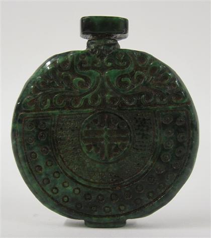 Appraisal: Chinese carved malachite snuff bottle th th century