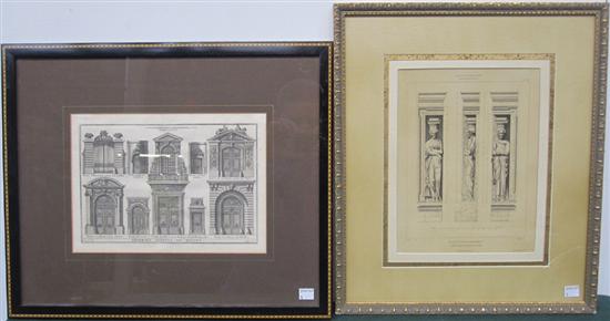 Appraisal: TH C FRENCH ARCHITECTURAL PRINT Different doorways x sight Inlaid