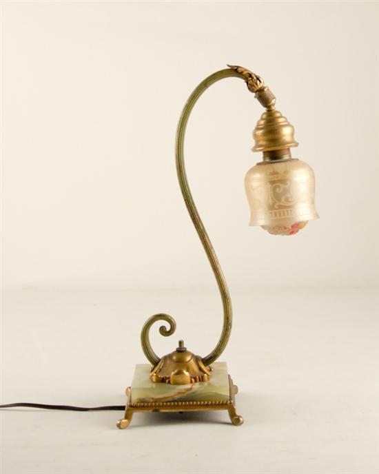 Appraisal: An E th C Boudoir Lamp glass tulip-shaped drop shade