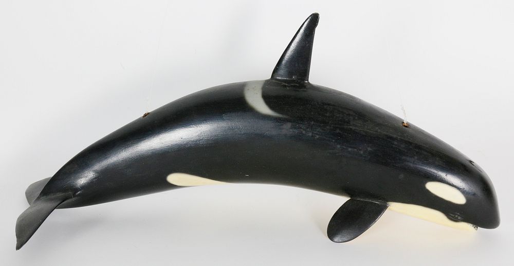 Appraisal: Carved and Painted Orca Whale by Peter Thompson Carved and