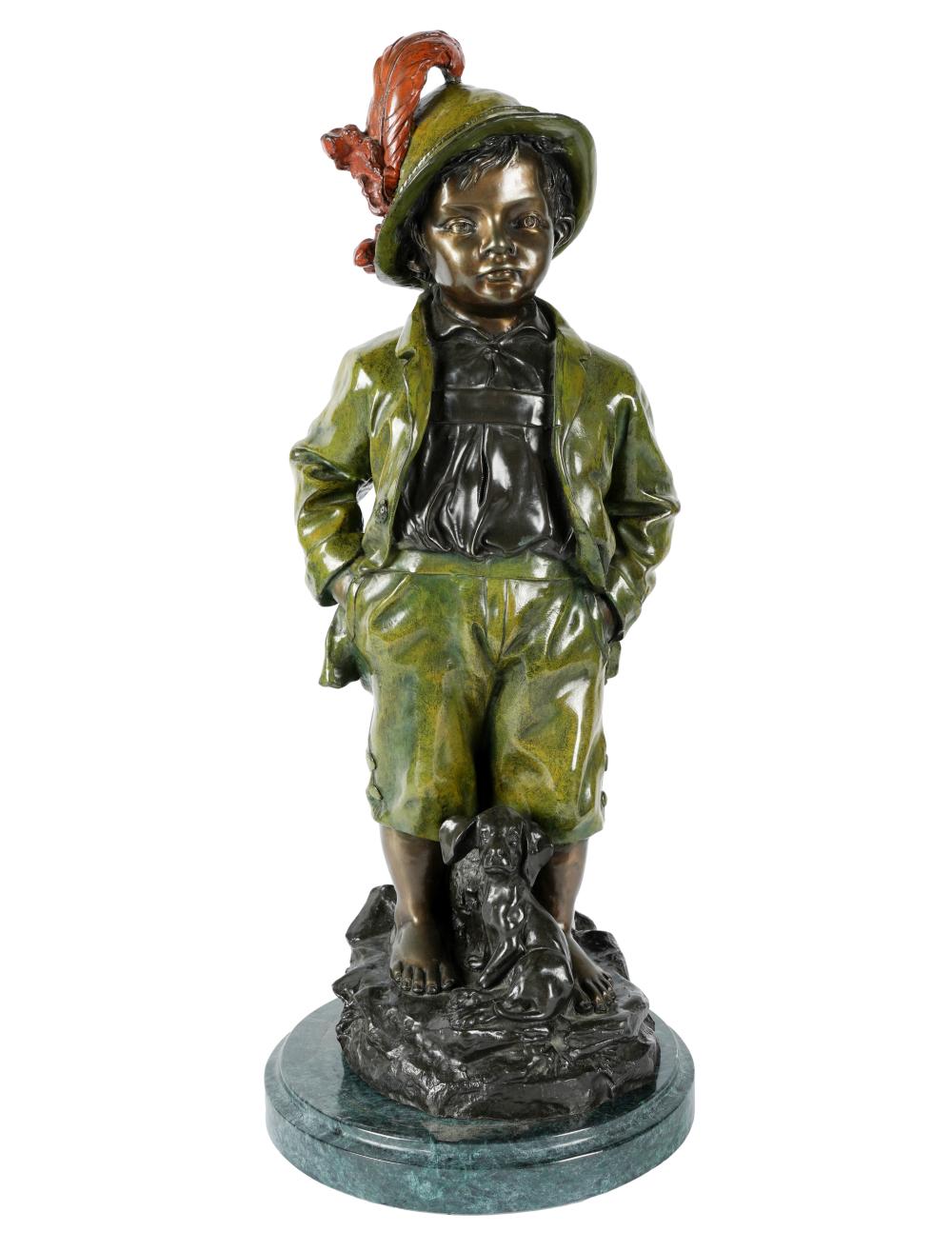 Appraisal: BRONZE FIGURE OF AN ALPINE BOYsigned Haubner to lower back