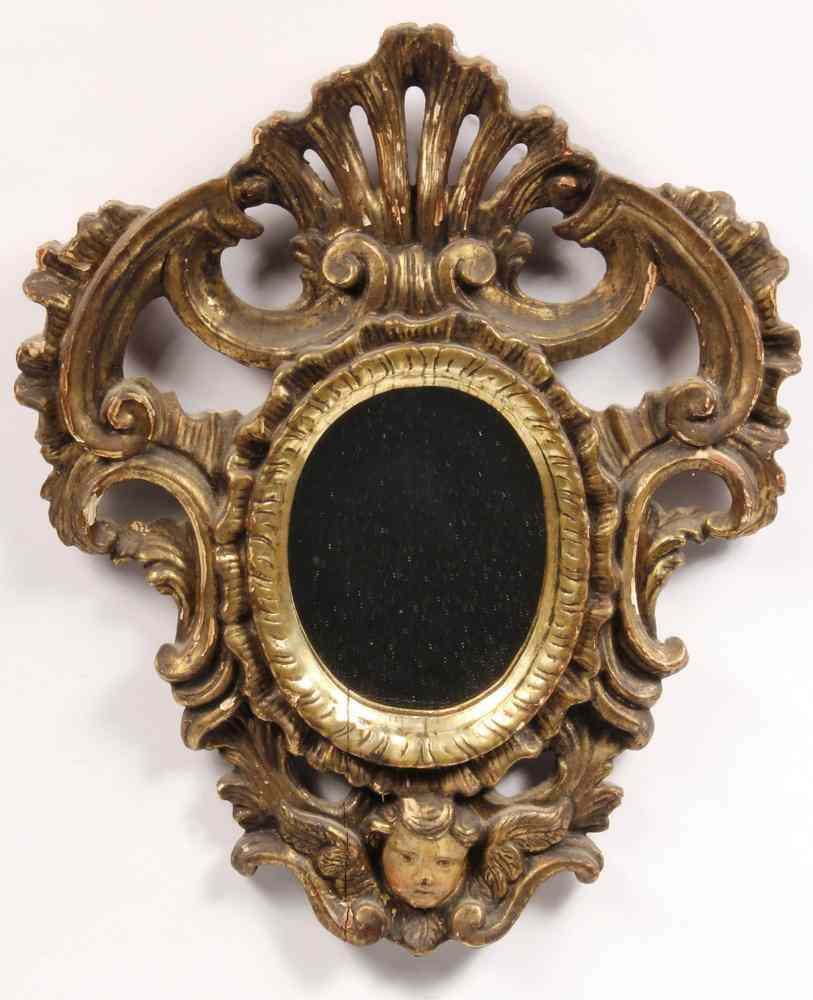 Appraisal: ITALIAN MIRROR - th c Carved Giltwood Framed Looking Glass