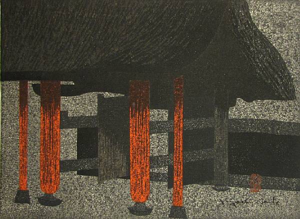 Appraisal: Kiyoshi Saito - Gate Jindai-ji Woodblock print with penciled titled