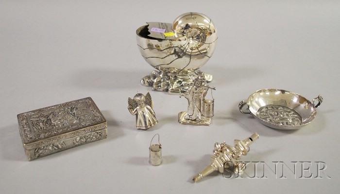 Appraisal: Six Decorative Silver and Silver Plated Table Items a sterling