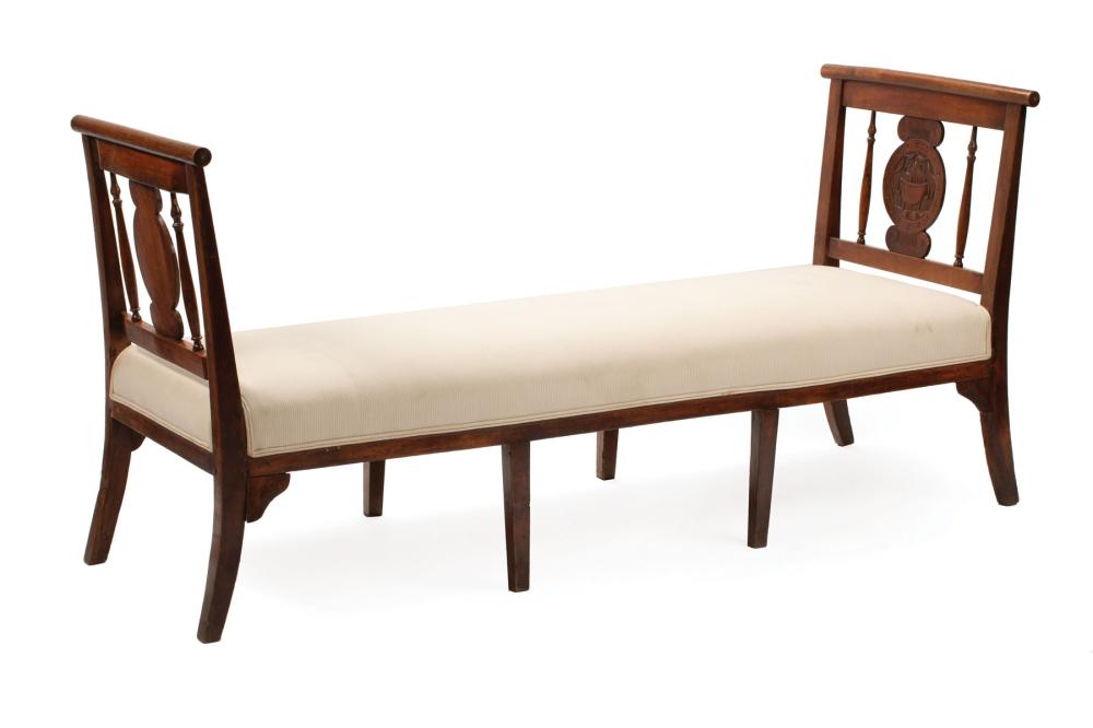 Appraisal: French Neoclassical Walnut Lit de Repos c tubular rails flaming