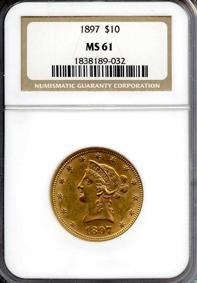 Appraisal: MS NGC Pronounced green-gold patina with an average strike for