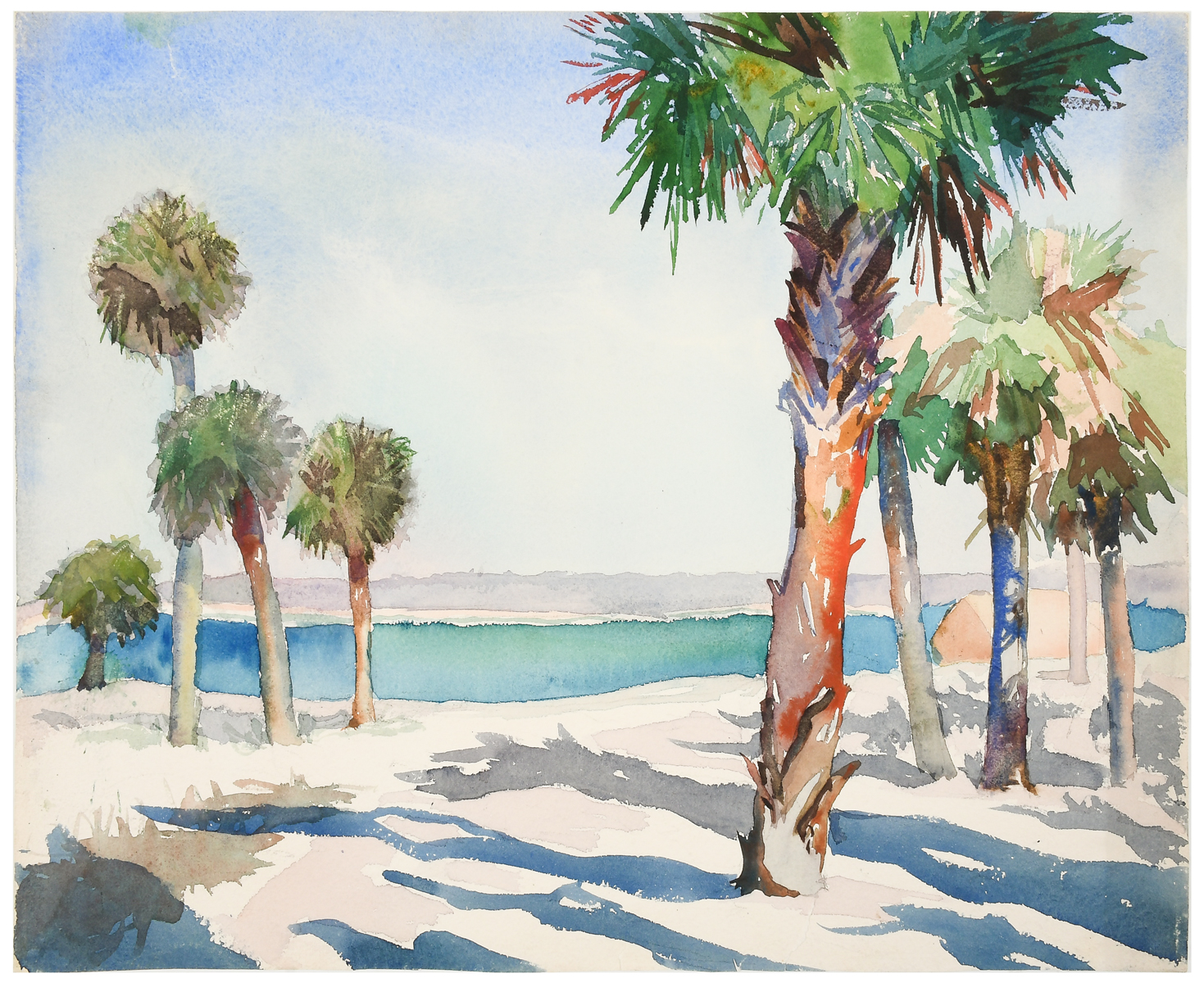 Appraisal: AKED Aleen American Canadian - ''Beach Drive Florida'' Watercolor ''