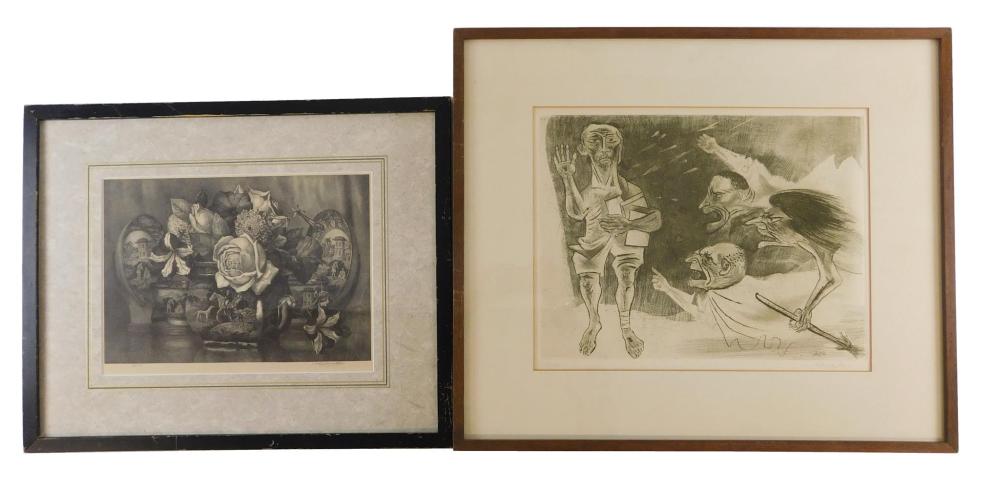 Appraisal: Two prints one a lithograph still life pencil signed George