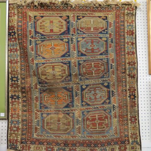 Appraisal: Antique Kuba Persian Handmade Rug geometric designs old refriage '