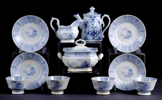 Appraisal: Child's blue-and-white transferware teaset comprised of cream sugar four cups