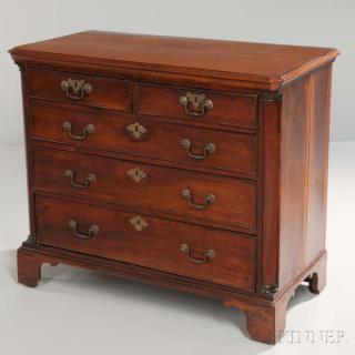 Appraisal: Georgian Mahogany Five-drawer Chest England th century molded top with