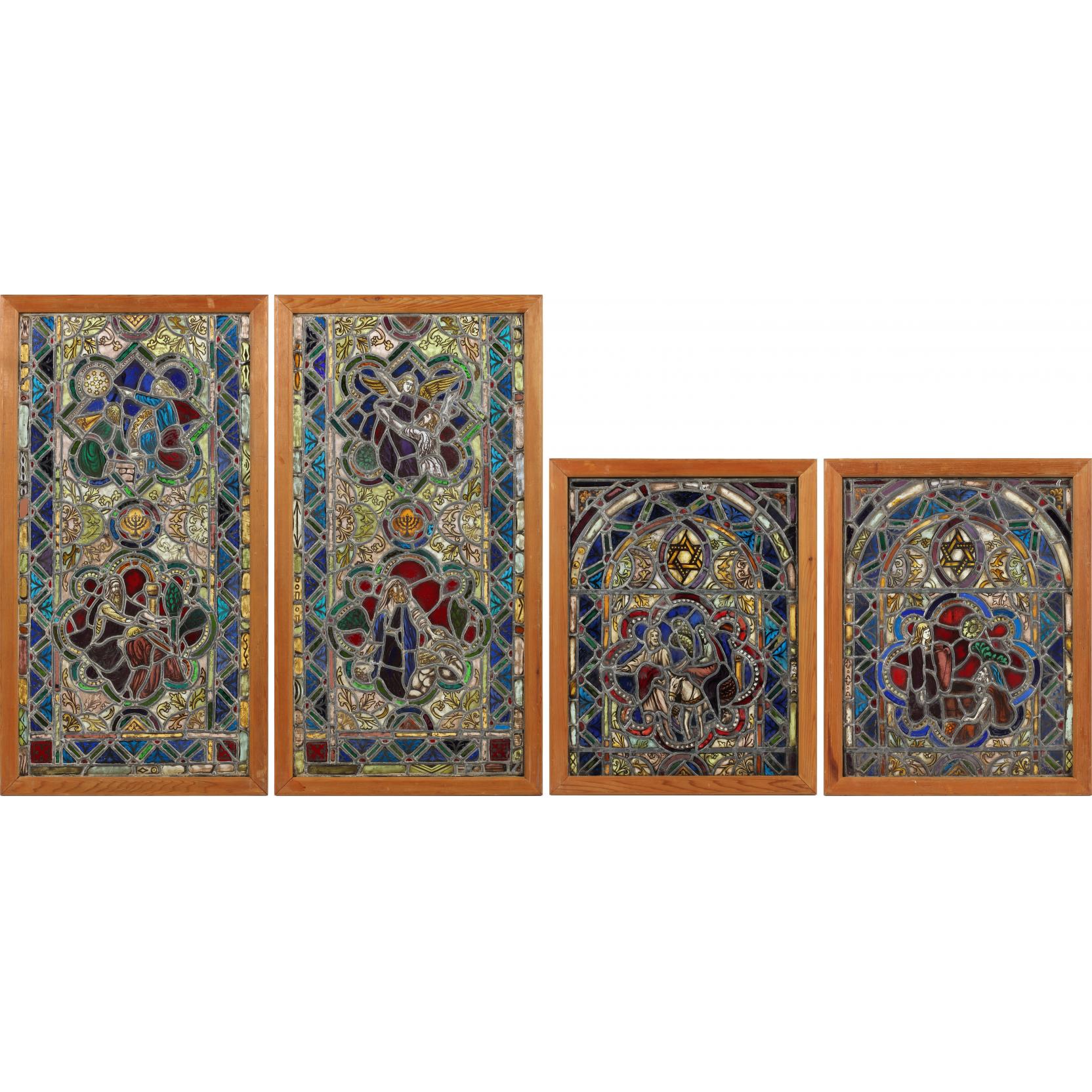 Appraisal: Four German Stained Glass Panels th century stained glass with