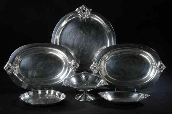 Appraisal: FIVE PIECES INTERNATIONAL ''ROYAL DANISH'' STERLING SILVER HOLLOWWARE Including sandwich