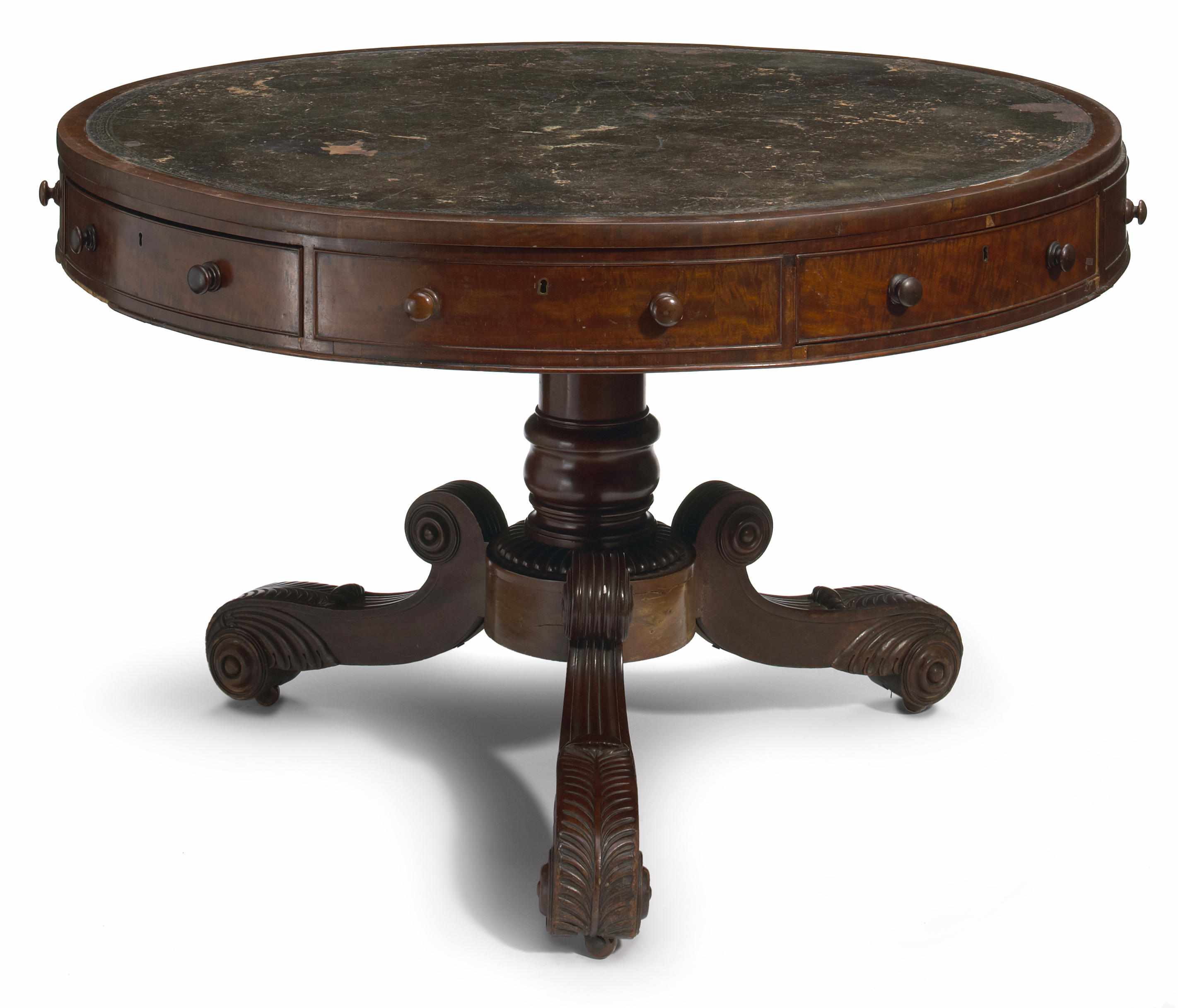 Appraisal: A William IV mahogany drum table stamped Edwards Roberts second