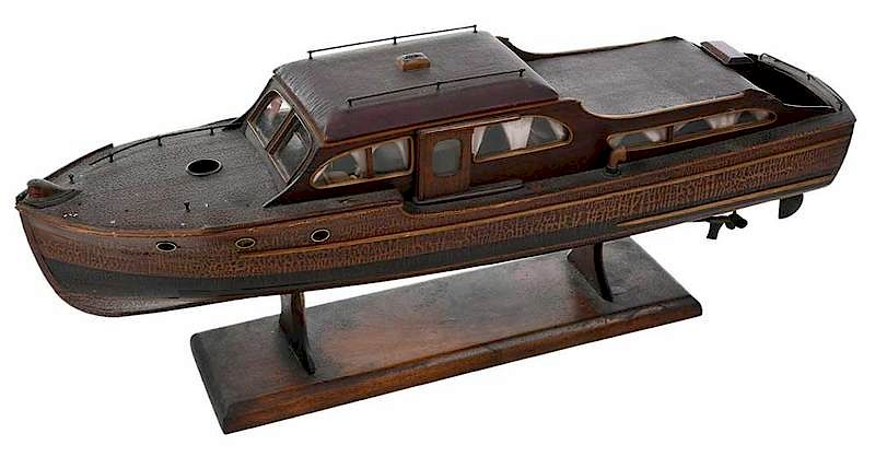 Appraisal: Model Speed Boat Fitted as Lamp th century wooden model