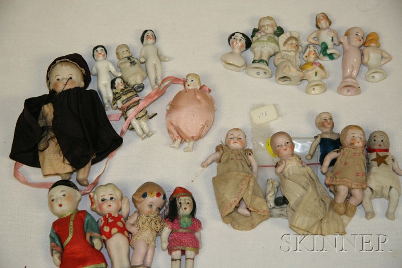 Appraisal: Group of Miniature All-Bisque Dolls and Half Dolls approximately twenty-five