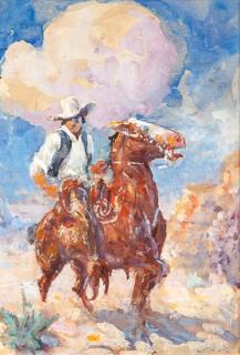 Appraisal: Henry Harry Brown Baker - Two Cowboy Watercolorseach watercolor by