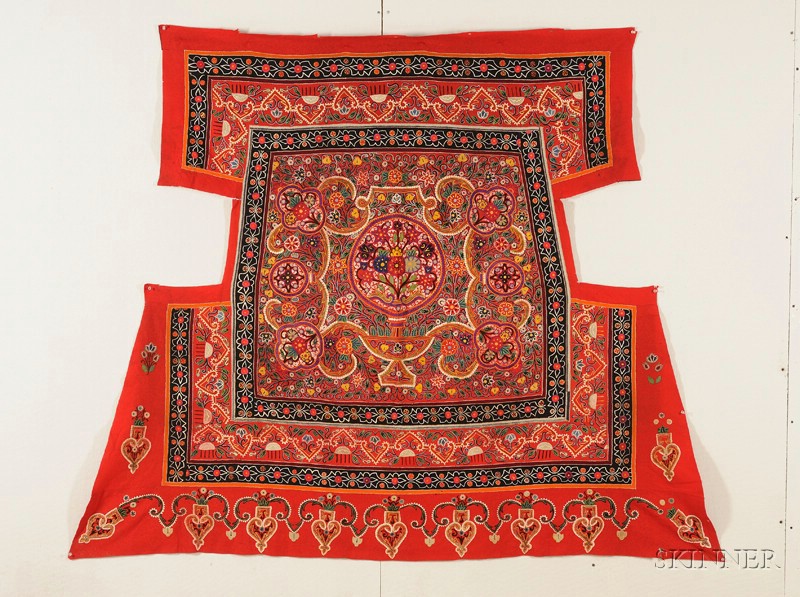 Appraisal: Rescht Embroidery Saddle Cover North Persia early th century ft