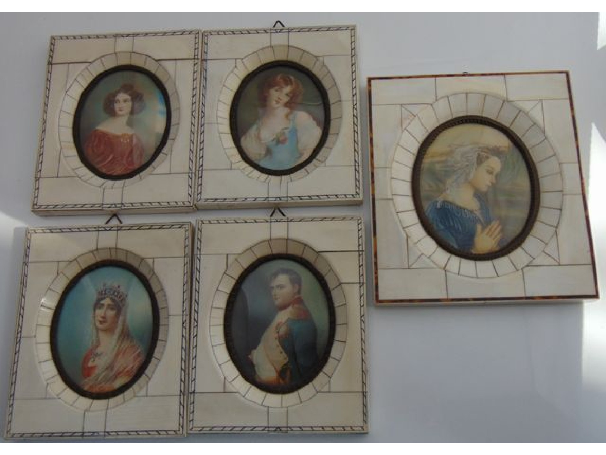 Appraisal: Five early th century miniature portraits all of oval form