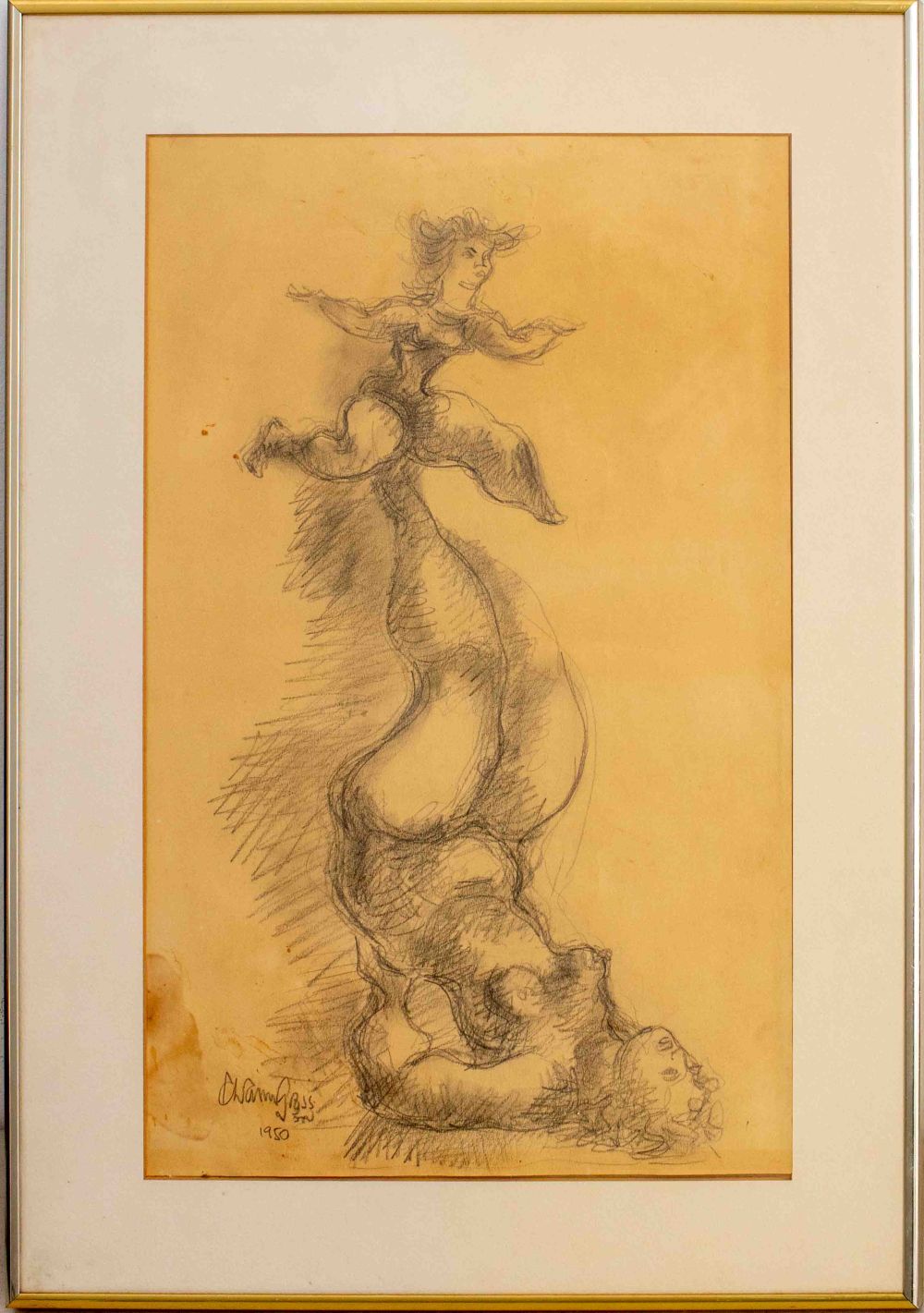 Appraisal: CHAIM GROSS ACROBATS DRAWING Chaim Gross American - Acrobats drawing