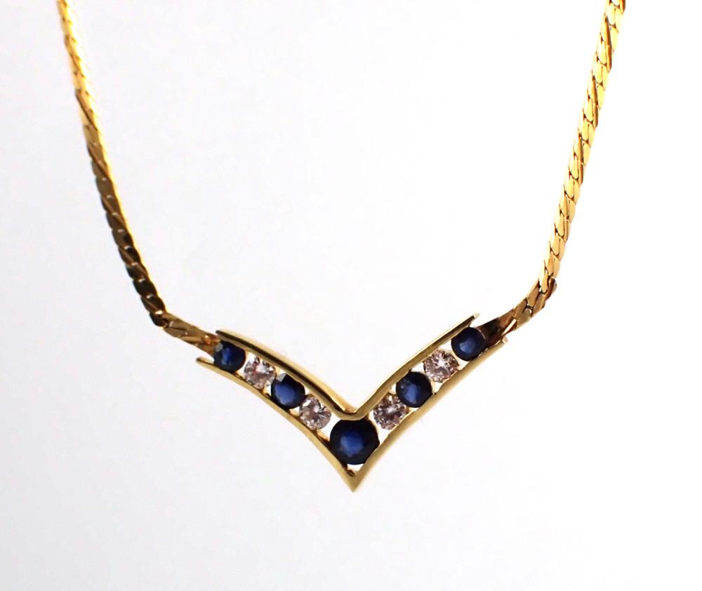 Appraisal: SAPPHIRE DIAMOND AND EIGHTEEN KARAT GOLD NECKLACE measuring - in