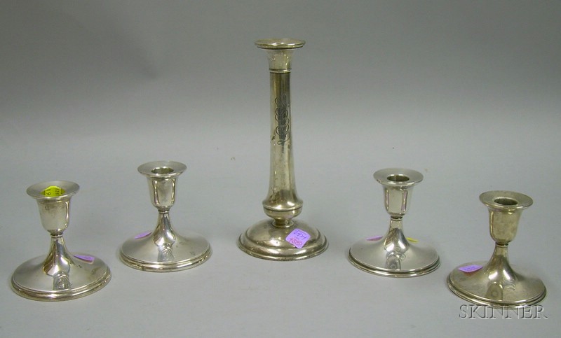 Appraisal: Five Richard Dimes Company Weighted Sterling Candlesticks two pairs of