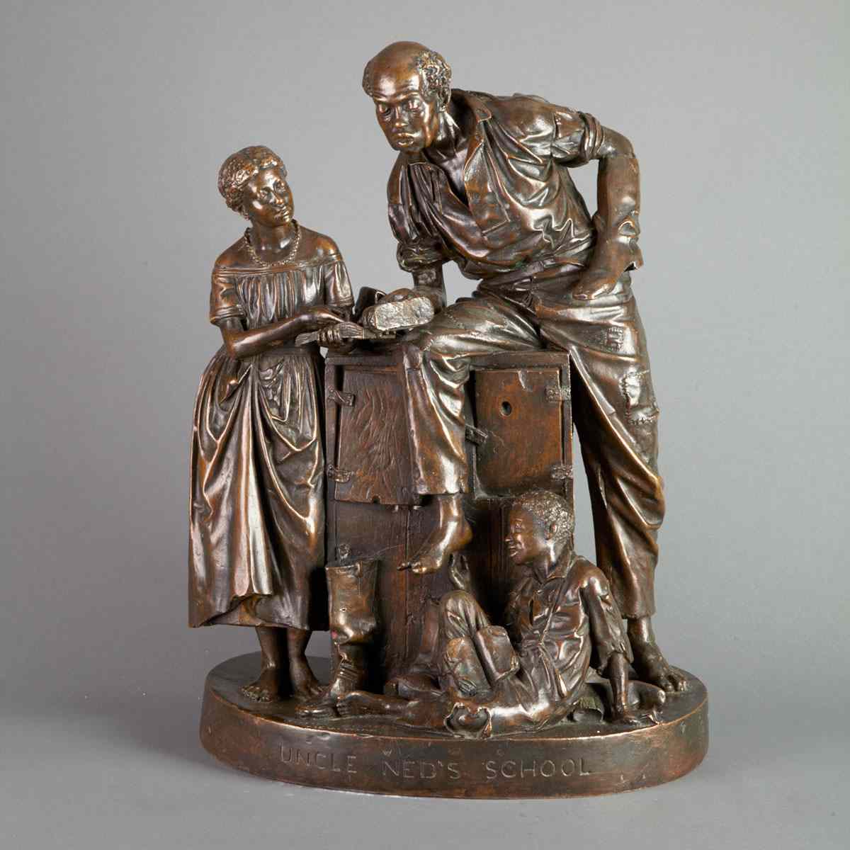 Appraisal: John Rogers American - UNCLE NED TS SCHOOL bronze group