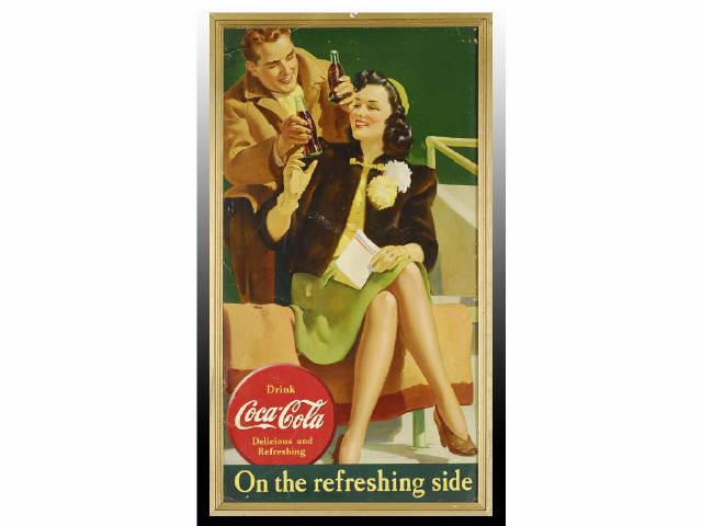 Appraisal: Coca-Cola Large Vertical Cardboard Poster Description s On the Refreshing