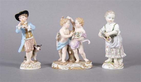 Appraisal: A Group of Three Meissen Figures Height of tallest inches